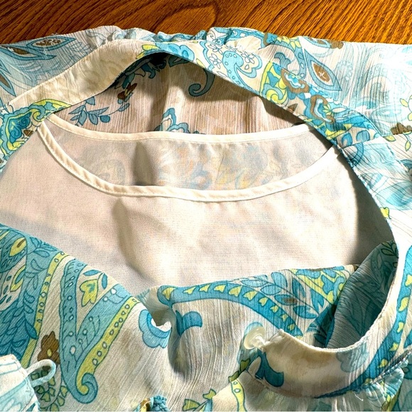 Alfred Dunner Women's Paisley Blouse - Blue and Green - Picture 6 of 9